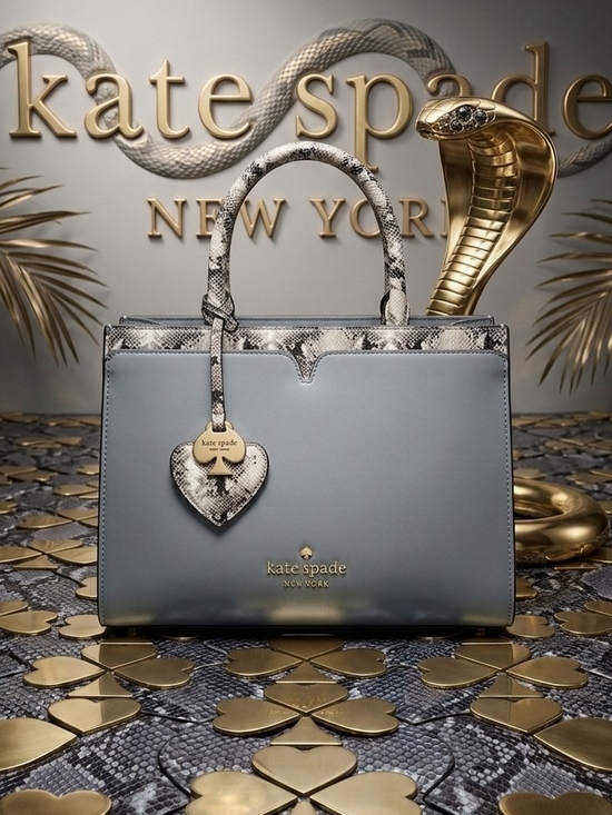 kate spade Handbags - kate spade Spencer Snake Embossed Gray Leather Satchel with Snake-Print Trim